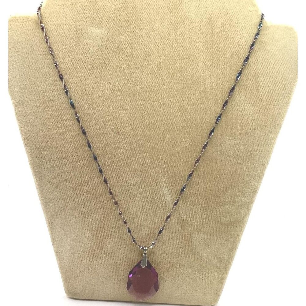 Sterling Silver Amethyst Necklace-Rose Gold-Vintage